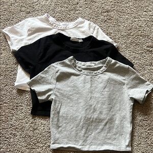 LOT of 3 micro cropped t shirts women’s size pp xs